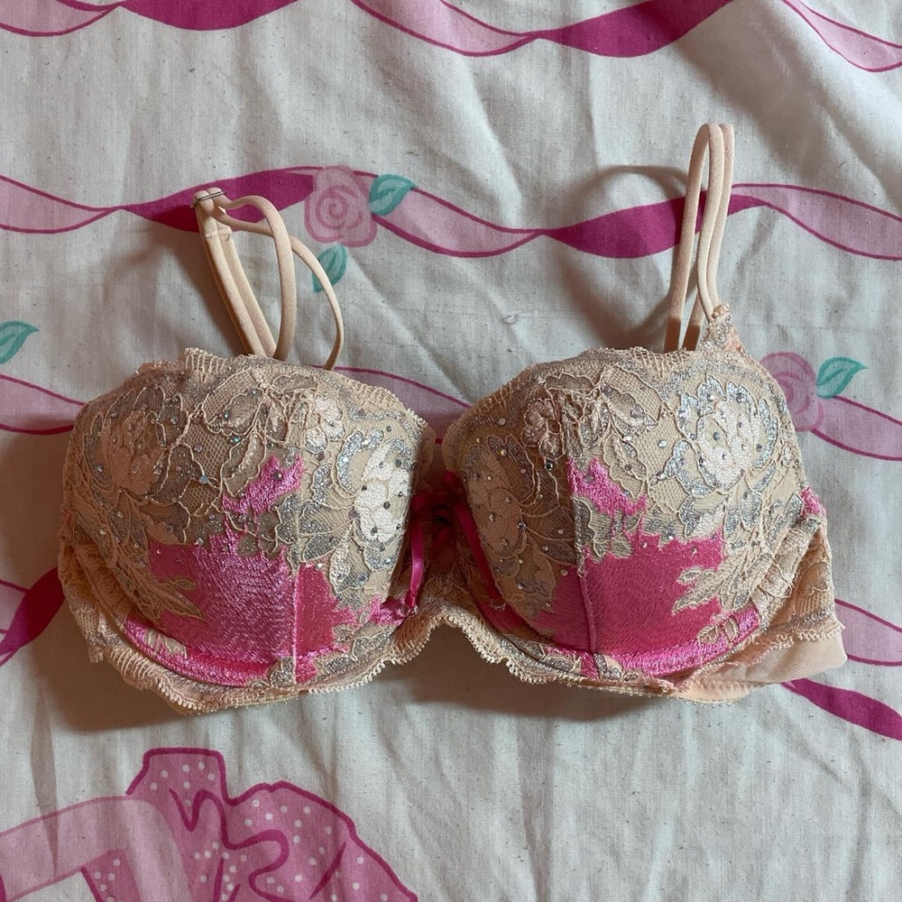 VS pink & cream very sexy balconette bra